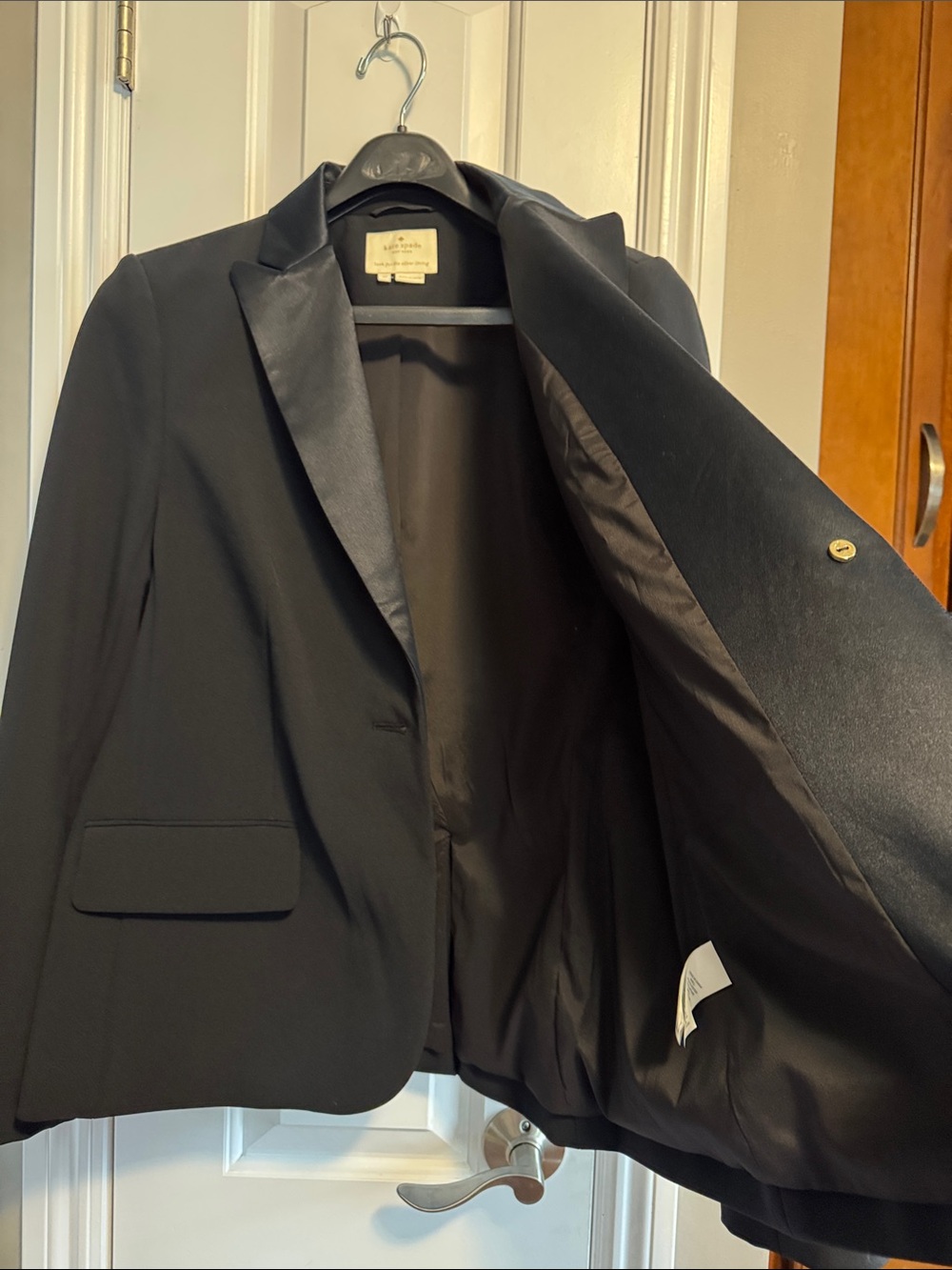 🖤kate spade 🖤Black Satin Lapel Blazer size 12 - Picture 14 of 15